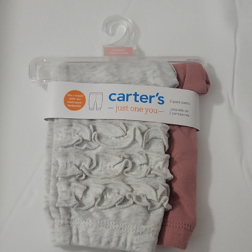 Carter's Just One You Ruffled Gray and Pink Baby Pants Set